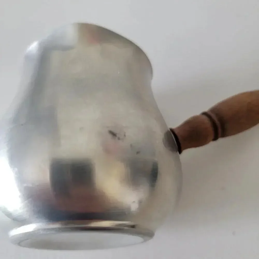 Vintage International Pewter Brandy Warmer Stainless Steel with Wooden Handle